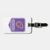 Minimalistische avocado-badge in Paarse en gouden  Bagagelabel (Voorkant horizontaal)