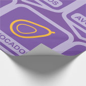 Minimalistische avocado-badge in Paarse en gouden  Cadeaupapier