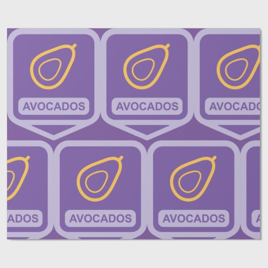 Minimalistische avocado-badge in Paarse en gouden Cadeaupapier (Vlak)