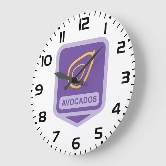Minimalistische avocado-badge in Paarse en gouden  Grote Klok (Hoek)