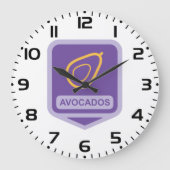 Minimalistische avocado-badge in Paarse en gouden  Grote Klok (Voorkant)