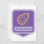 Minimalistische avocado-badge in Paarse en gouden  Kaart (Voorkant)