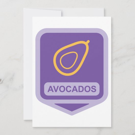 Minimalistische avocado-badge in Paarse en gouden  Kaart (Voorkant)