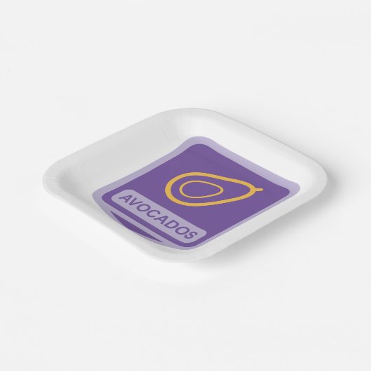 Minimalistische avocado-badge in Paarse en gouden  Papieren Bordje (Gebogen)