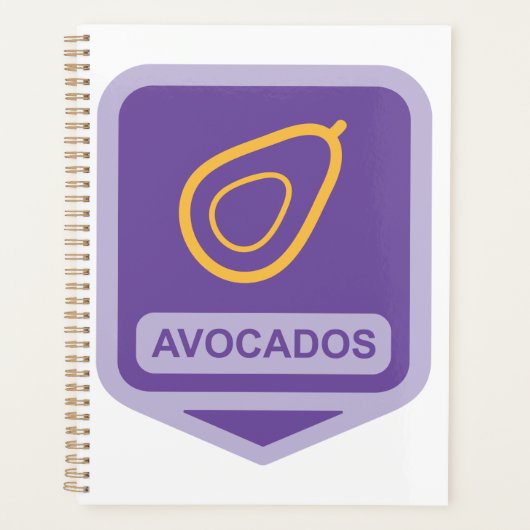Minimalistische avocado-badge in Paarse en gouden  Planner (Voorkant)