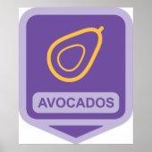 Minimalistische avocado-badge in Paarse en gouden  Poster (Voorkant)