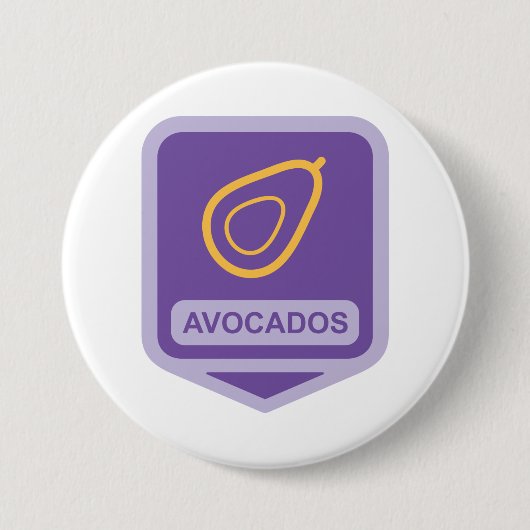 Minimalistische avocado-badge in Paarse en gouden  Ronde Button 7,6 Cm (Voorkant)