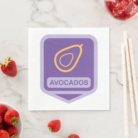 Minimalistische avocado-badge in Paarse en gouden  Servet (Insitu)