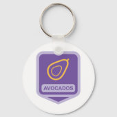 Minimalistische avocado-badge in Paarse en gouden  Sleutelhanger (Voorkant)