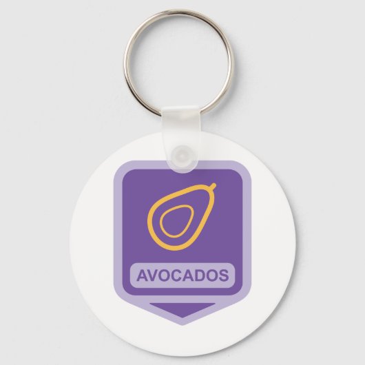 Minimalistische avocado-badge in Paarse en gouden  Sleutelhanger (Voorkant)