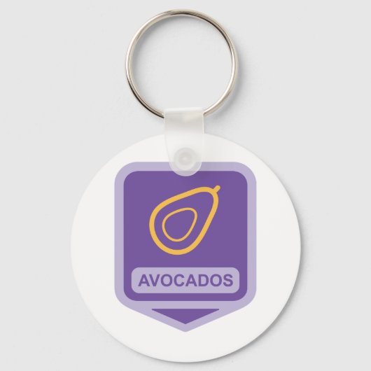 Minimalistische avocado-badge in Paarse en gouden  Sleutelhanger (Achterkant)