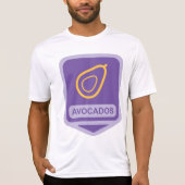 Minimalistische avocado-badge in Paarse en gouden  T-shirt (Voorkant)