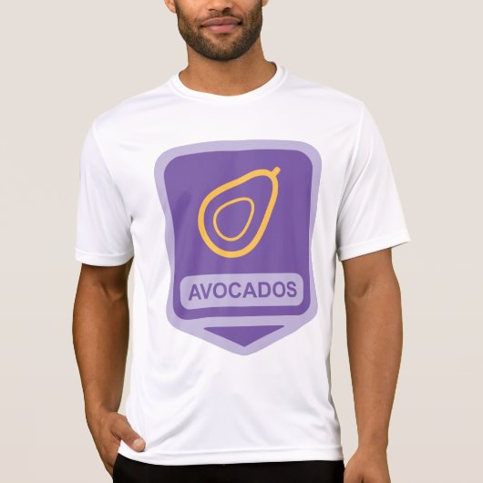 Minimalistische avocado-badge in Paarse en gouden  T-shirt (Voorkant)