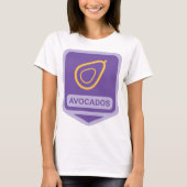 Minimalistische avocado-badge in Paarse en gouden  T-shirt (Voorkant)