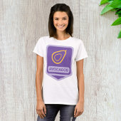 Minimalistische avocado-badge in Paarse en gouden  T-shirt