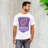 Minimalistische avocado-badge in Paarse en gouden T-shirt