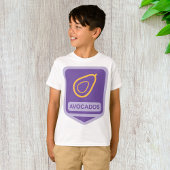 Minimalistische avocado-badge in Paarse en gouden T-shirt