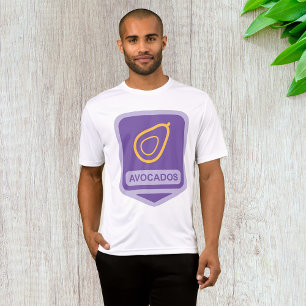 Minimalistische avocado-badge in Paarse en gouden T-shirt