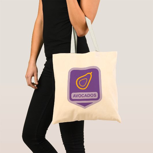 Minimalistische avocado-badge in Paarse en gouden  Tote Bag