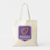 Minimalistische avocado-badge in Paarse en gouden  Tote Bag (Achterkant)