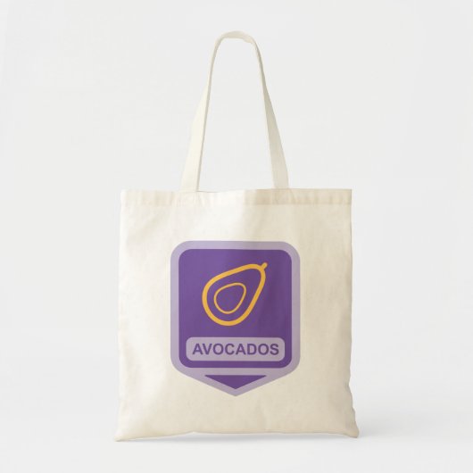 Minimalistische avocado-badge in Paarse en gouden  Tote Bag (Voorkant)