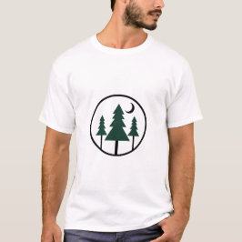Minimalistische Avontuur Bos Dennen Nacht Maan  T-shirt