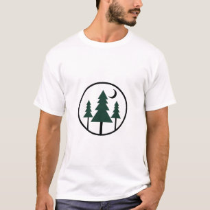 Minimalistische Avontuur Bos Dennen Nacht Maan T-shirt