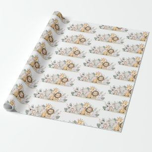 Minimalistische Avontuur Bosdieren Baby Shower Cadeaupapier