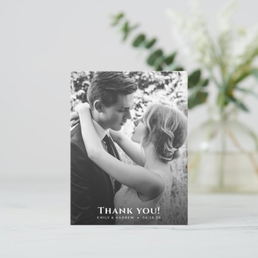 Minimalistische B&W foto bruiloft Briefkaart (Staand voorkant)