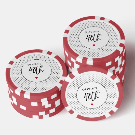 Minimalistische B & W geometrische 40e verjaardag  Poker Chips (Opstapeling)