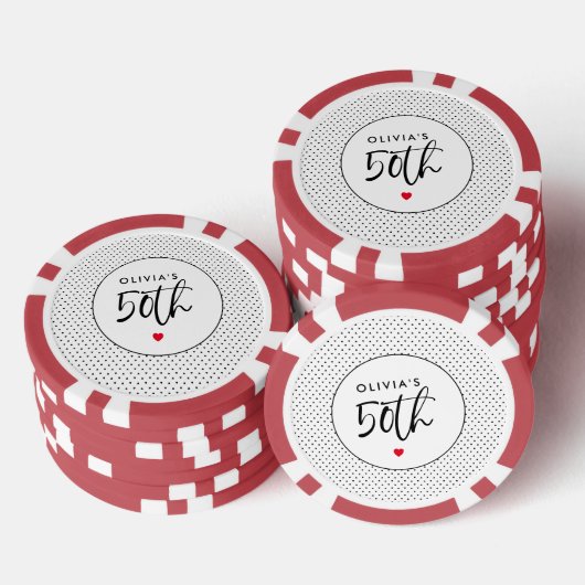 Minimalistische B & W geometrische 50ste verjaarda Poker Chips (Opstapeling)
