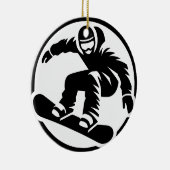 Minimalistische B & W Snowboarder Freestyle Mid-Ai Keramisch Ornament (Rechts)