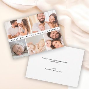 Minimalistische baby 5 foto collage pasgeboren bed kaart