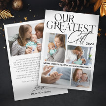 Minimalistische baby-aankondiging 5 foto kerstmis