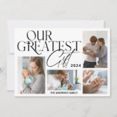 Minimalistische Baby aankondiging 6 foto kerst (Voorkant)