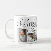 Minimalistische Baby aankondiging 6 foto kerst Koffiemok (Links)