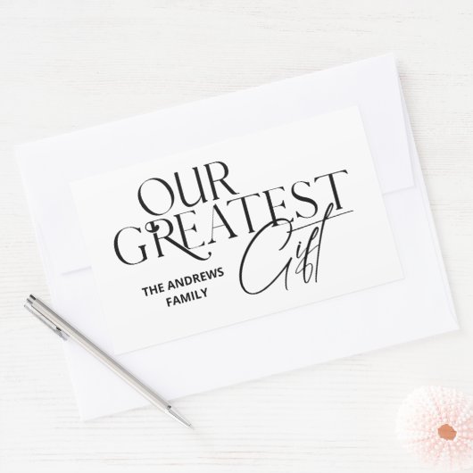 Minimalistische Baby-aankondiging Kerstmis Rechthoekige Sticker (Envelop)