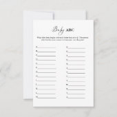Minimalistische Baby ABC Baby Shower Spelkaart Kaart (Voorkant)