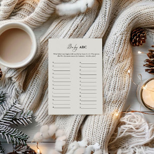 Minimalistische Baby ABC Baby Shower Spelkaart Kaart