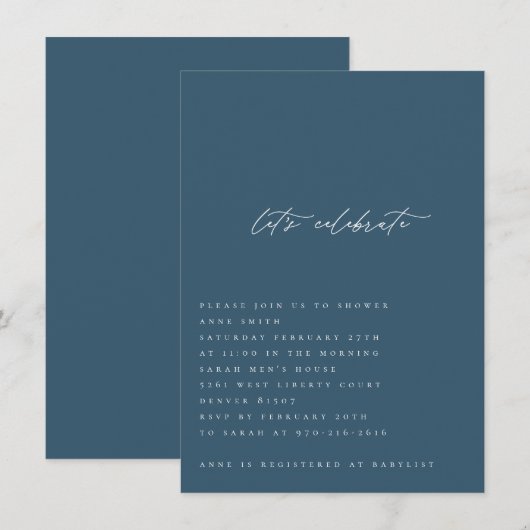 Minimalistische Baby Boy Douche uitnodiging (Voorkant / Achterkant)