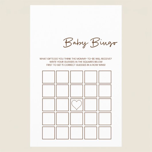 Minimalistische baby cadeau bingo spel flyer