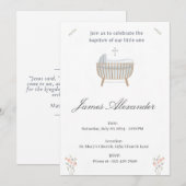 Minimalistische baby doop uitnodiging template (Voorkant / Achterkant)