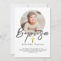 Minimalistische Baby-doopuitnodiging met foto