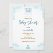 Minimalistische Baby Elephant Baby shower Uitnodig Kaart (Voorkant)
