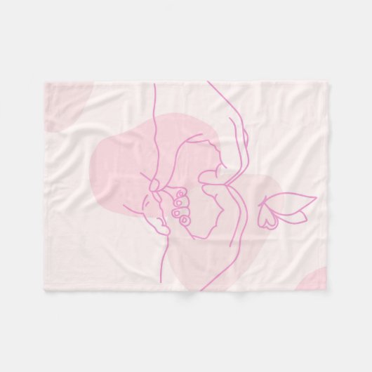 Minimalistische Baby Hands Line Art met vlinder Fleece Deken (Voorkant (Horizontaal))