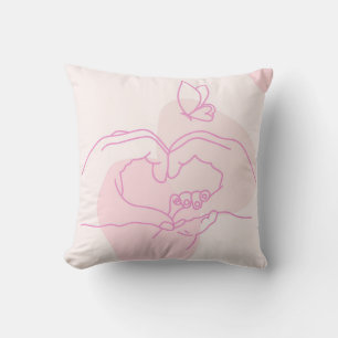 Minimalistische Baby Hands Line Art met vlinder Kussen