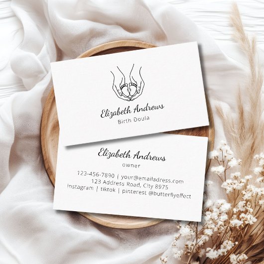Minimalistische Baby Hands Logo - Geboortedoula, v Visitekaartje