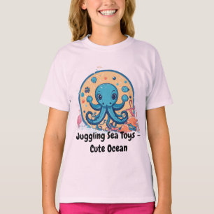 Minimalistische Baby Octopus Jongleer Zee Speelgoe T-shirt