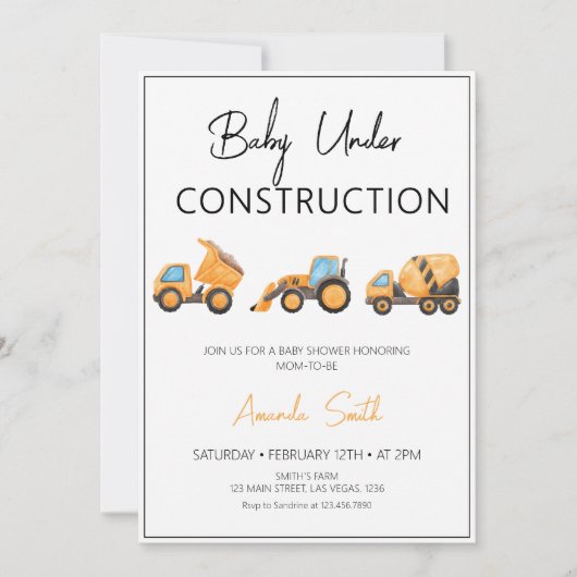 Minimalistische Baby onder constructie Baby shower Kaart (Voorkant)