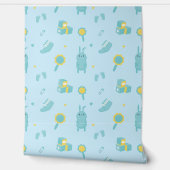Minimalistische baby-pictogrammen in blauw en geel behang (Afrollen)